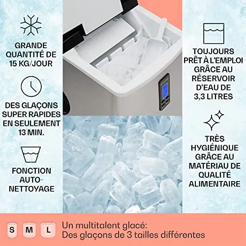 Klarstein Mr Black-Frost machine à glaçons 15 kg noir