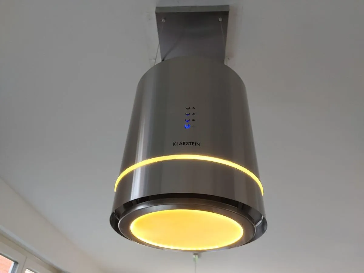 Klarstein hotte îlot suspendue noir 595 m3/h avec filtres