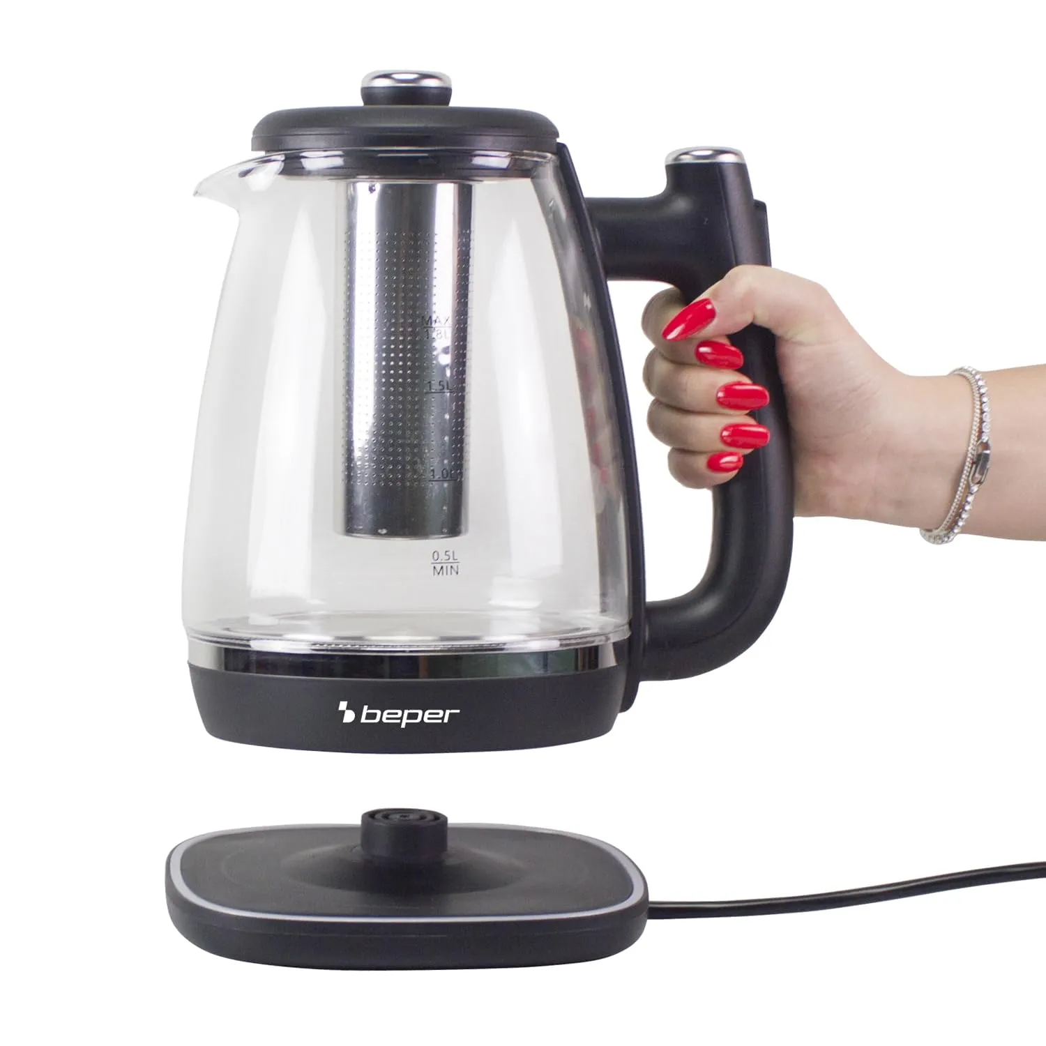 Beper P101BOL200 bouilloire verre 1,8 L avec filtre à thé