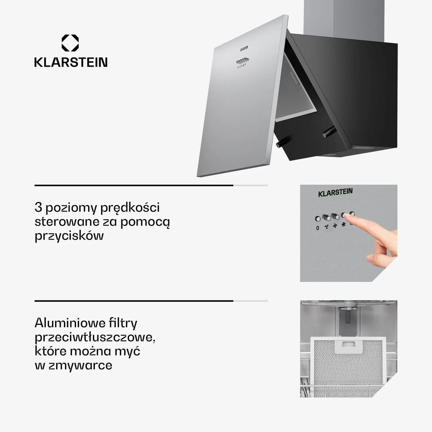 Klarstein Silver Lining 60 hotte murale 60 cm argent 600 m3/h