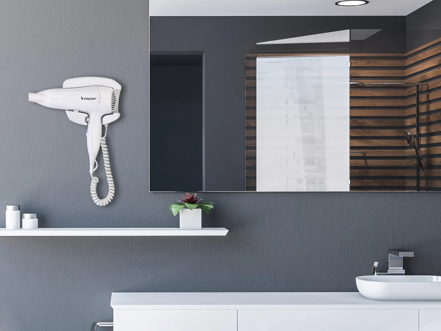 Beper 40.490 sèche-cheveux mural blanc 2000 W