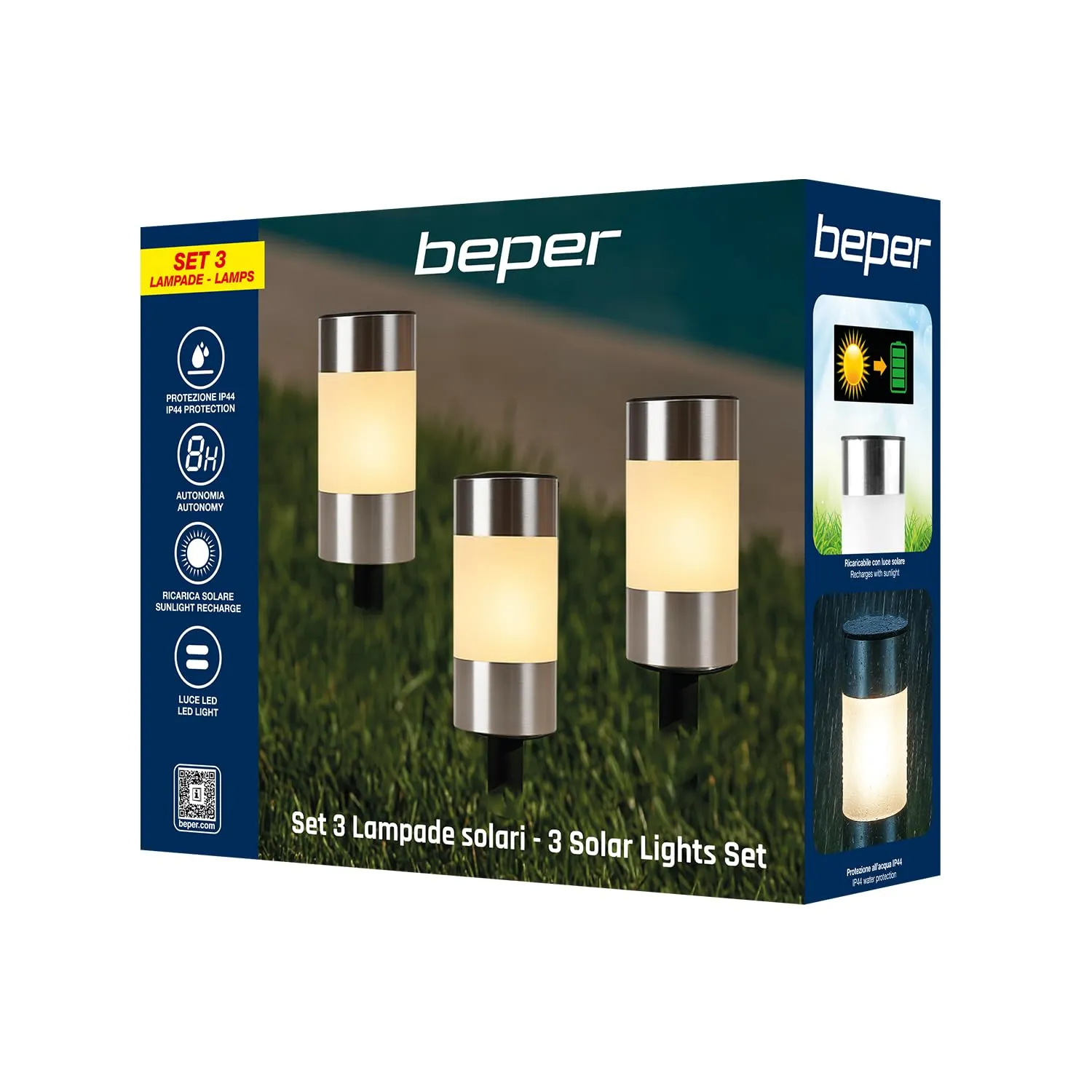 Beper lot 3 lampes solaires jardin piquet IP44