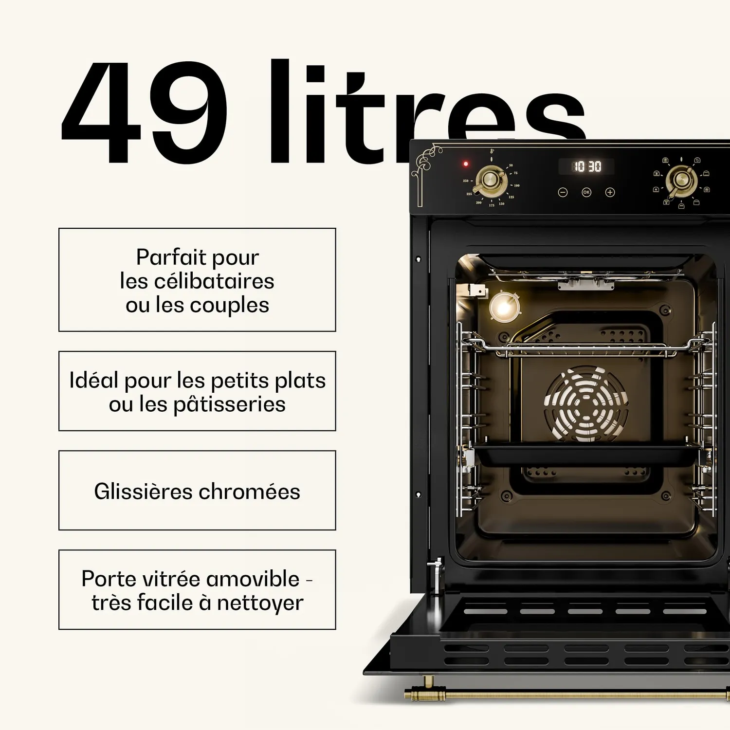 Klarstein Elizabeth Slim 45 four encastrable noir 49 L