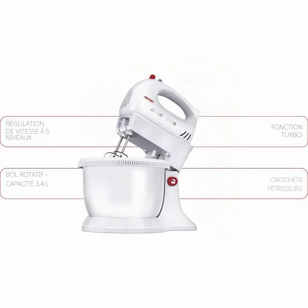 MPM MMR-16Z batteur pâtissier bol 3,4 L blanc 750 W