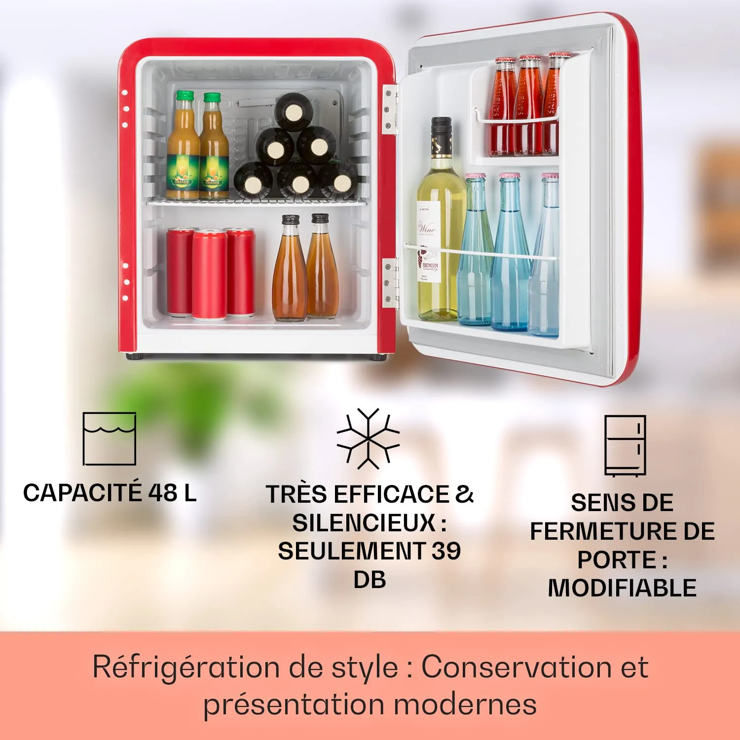 Klarstein Audrey Mini réfrigérateur 48 L rouge rétro