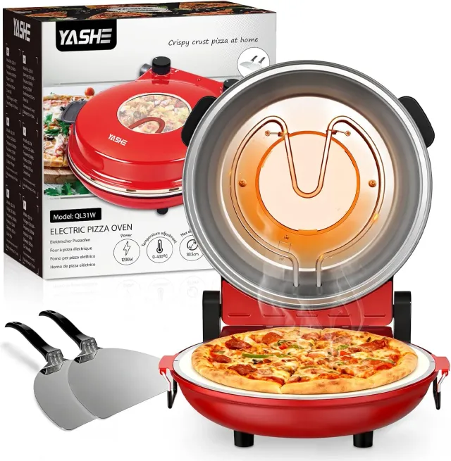 YASHE Four à Pizza Électrique Pierre Minuteur Compact