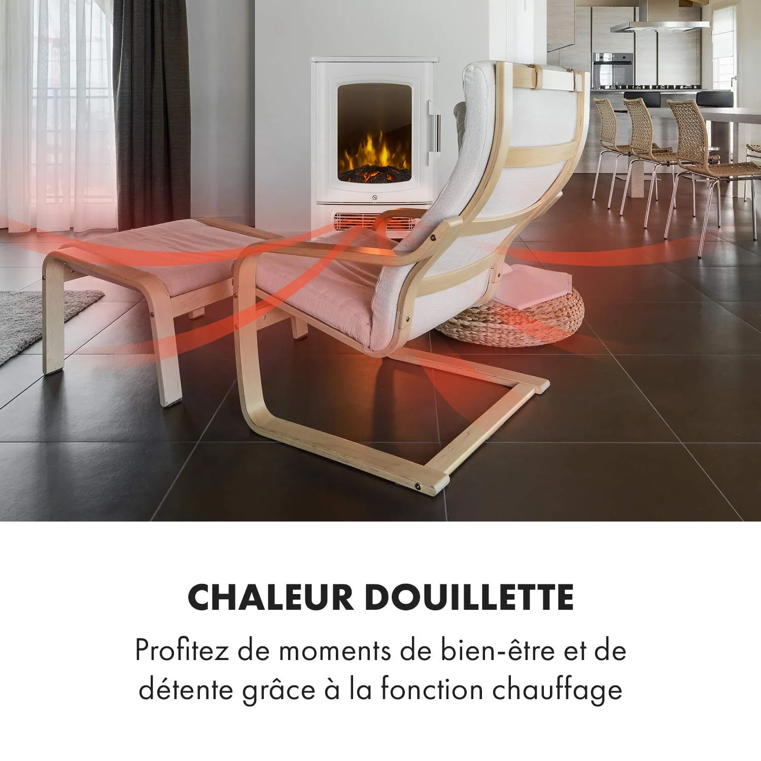 Klarstein Cheminée Électrique 2000W télécommande LED