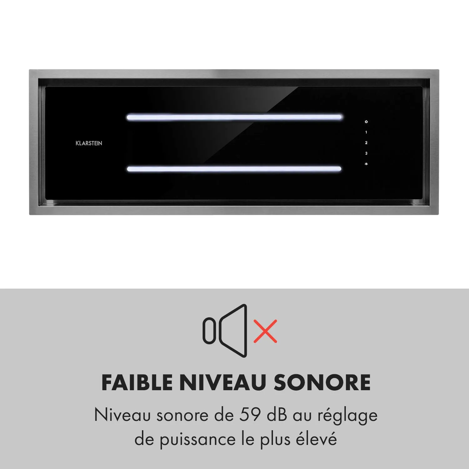 Klarstein High Line hotte plafond 77cm noire 410m³/h