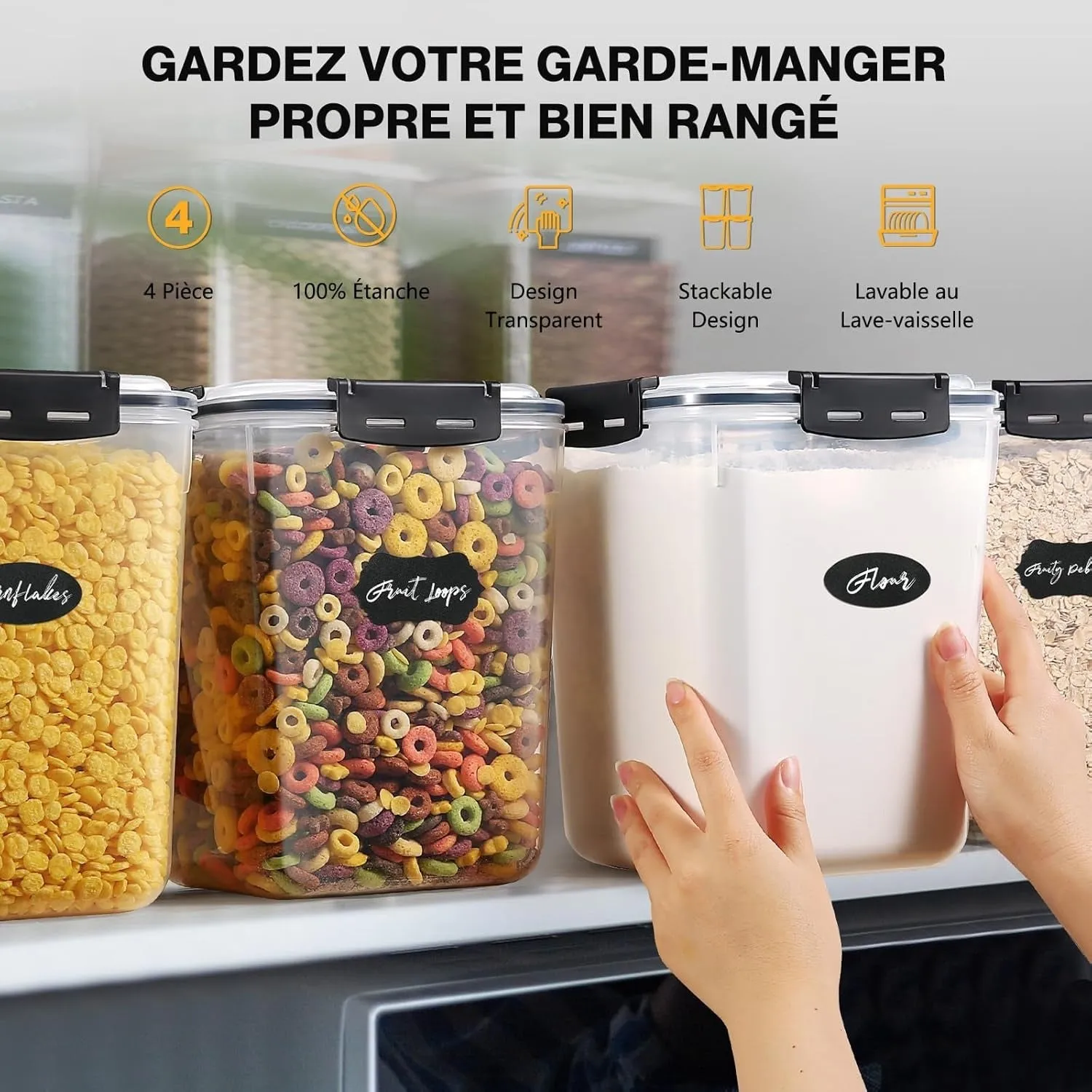 YASHE Boîte Conservation 5,3L Lot de 4 Sans BPA