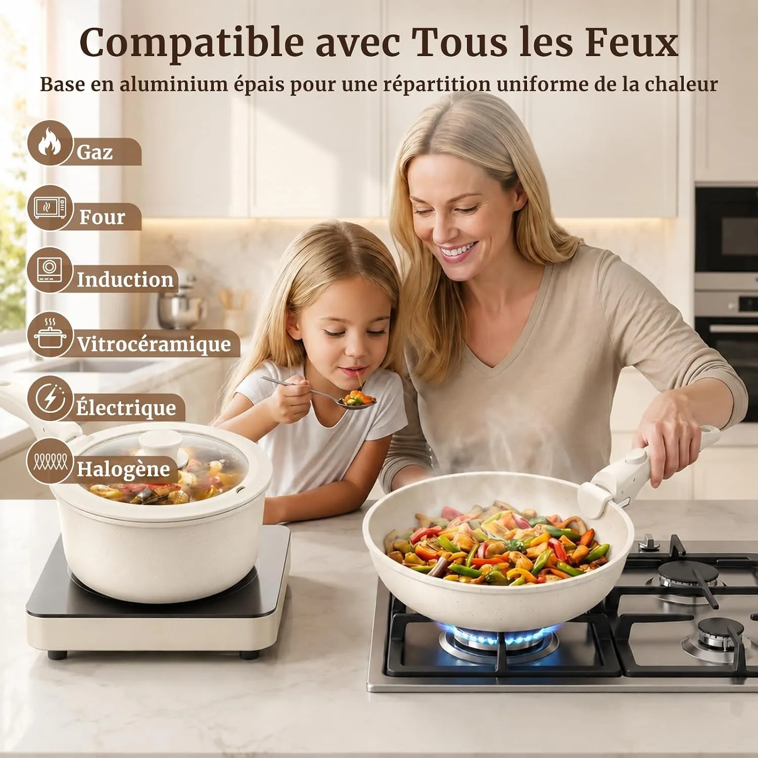 YASHE Set 20 Pièces Poêles Casseroles Antiadhésives Noir Granit