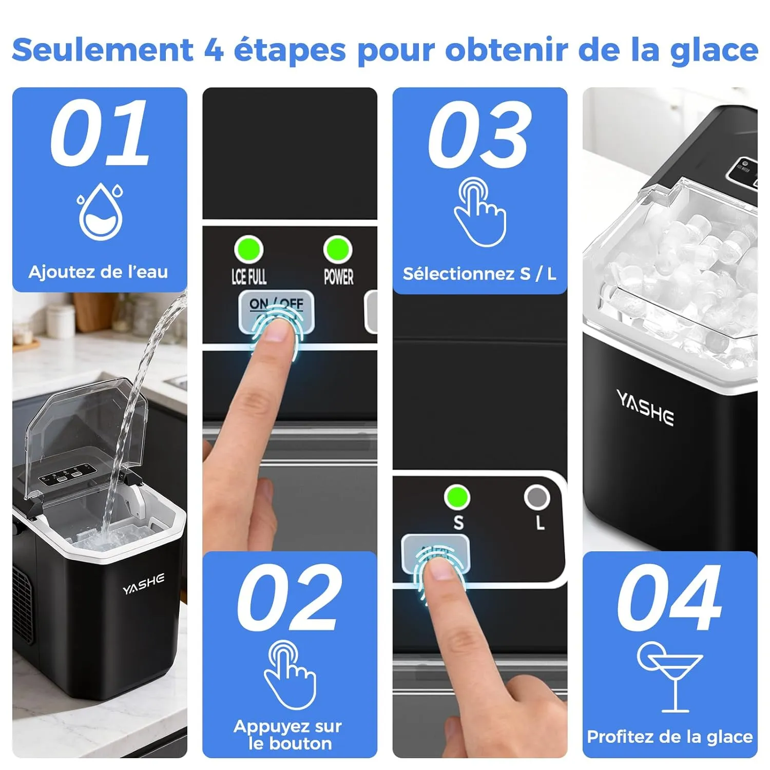 YASHE Machine à Glaçons Sphères 2 Tailles Portable