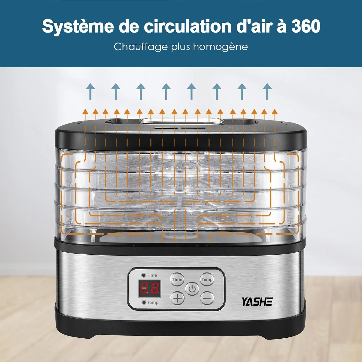 YASHE déshydrateur alimentaire 35-70°C 5 plateaux