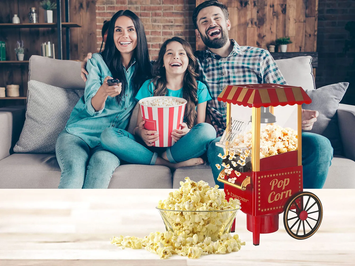 Beper BT.651Y machine à popcorn 1200 W rouge or