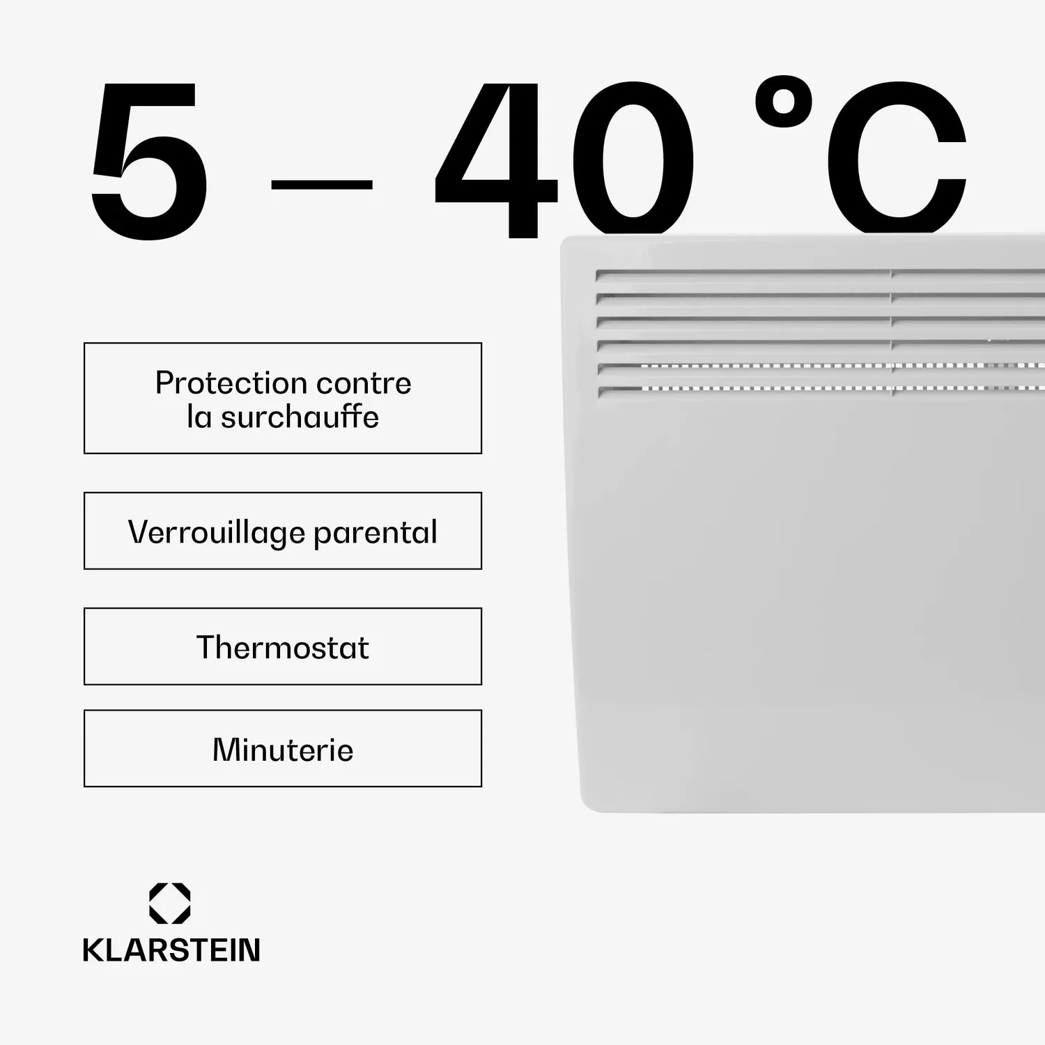 Klarstein Hot Spot Slimcurve convecteur 2000W blanc incurvé