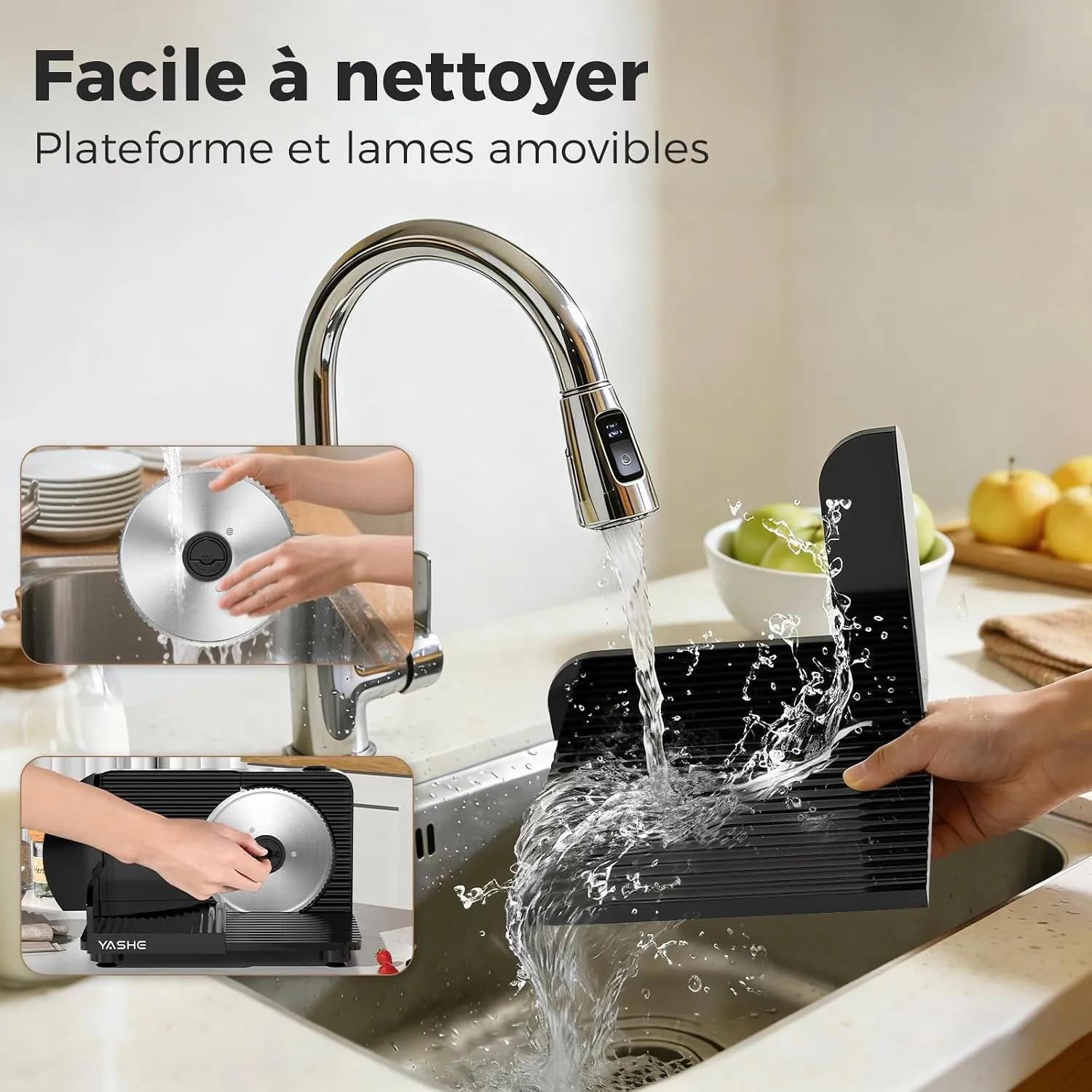 YASHE Trancheuse Électrique Pliable 180W 0-15 mm