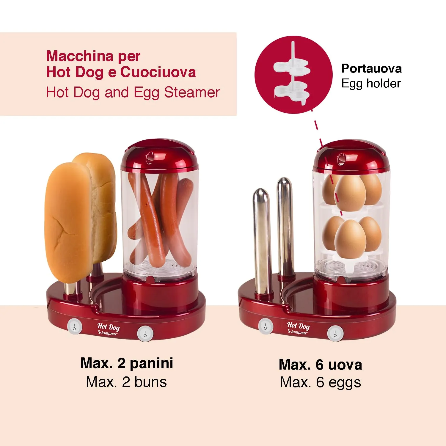 Beper P101CUD502 appareil hot-dog cuiseur œufs 440 W