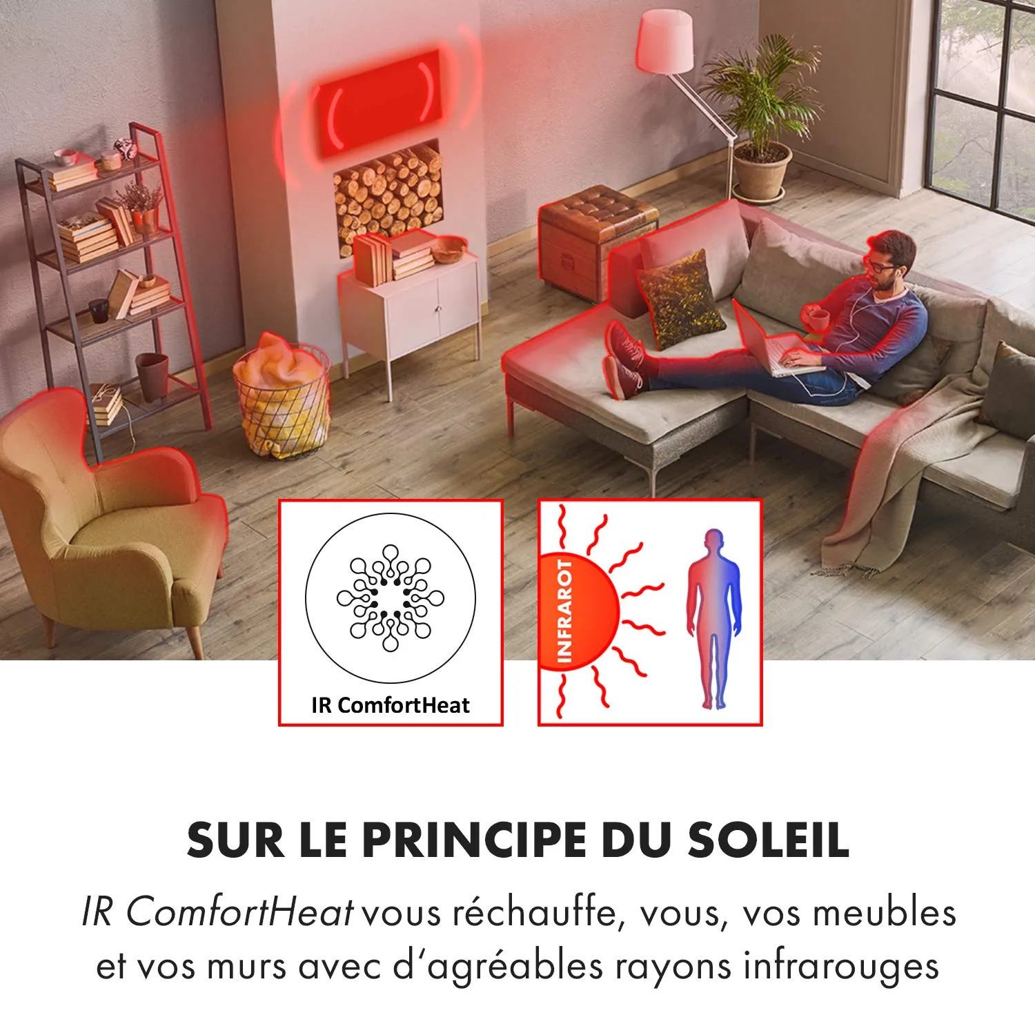 Klarstein Crystal Wall panneau infrarouge 600W blanc 100x60