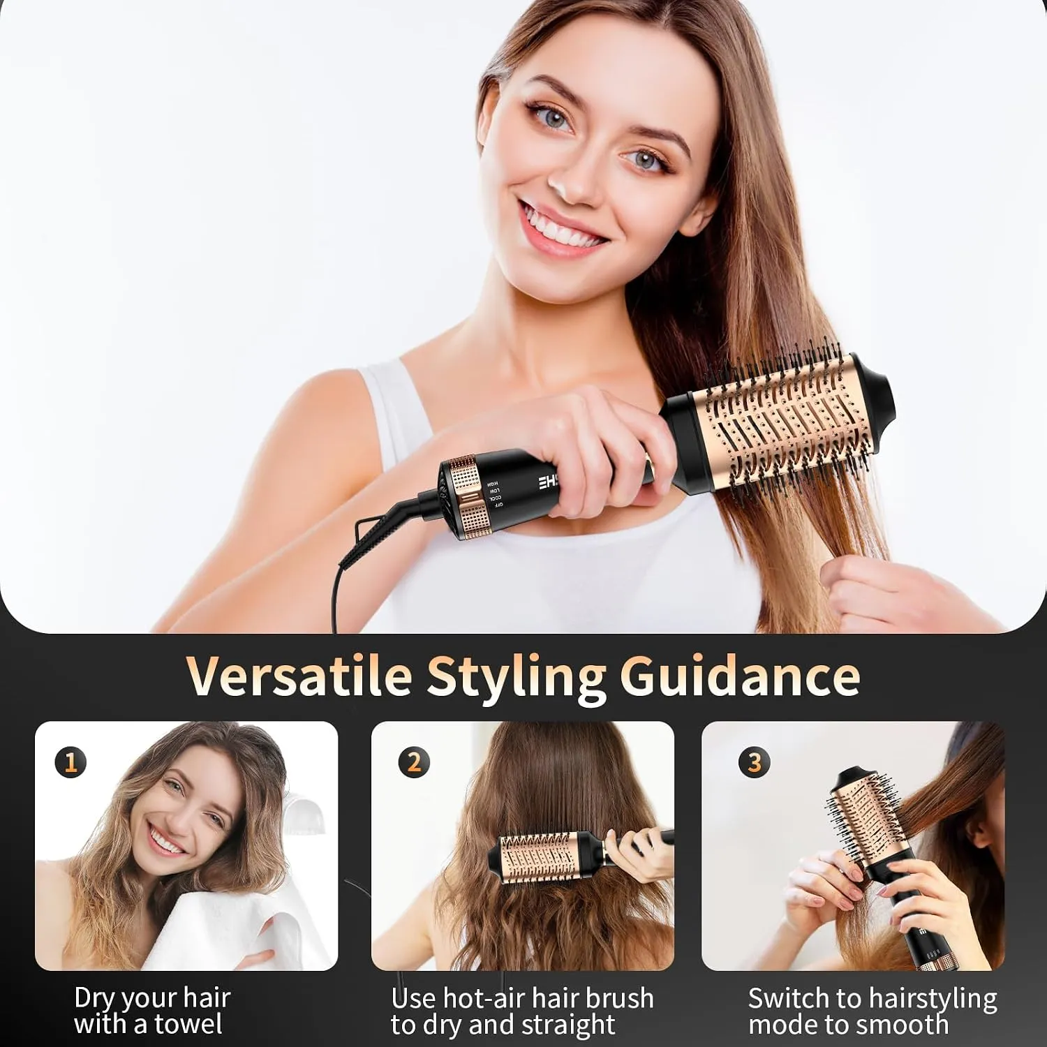 YASHE Brosse Sèche-Cheveux 4 en 1 Ionique