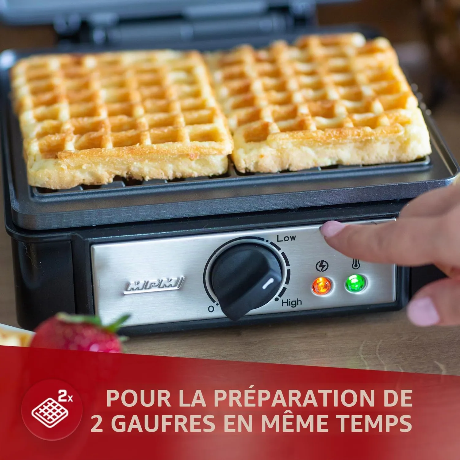 MPM MGO-24 gaufrier belge 2 gaufres noir 1400 W