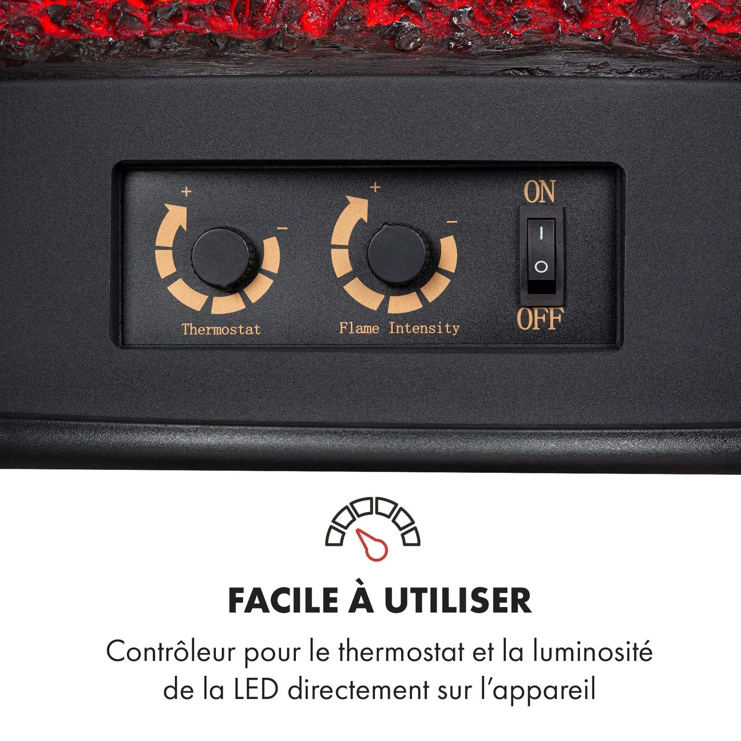 Klarstein Megève cheminée électrique 1850 W noire 25m²