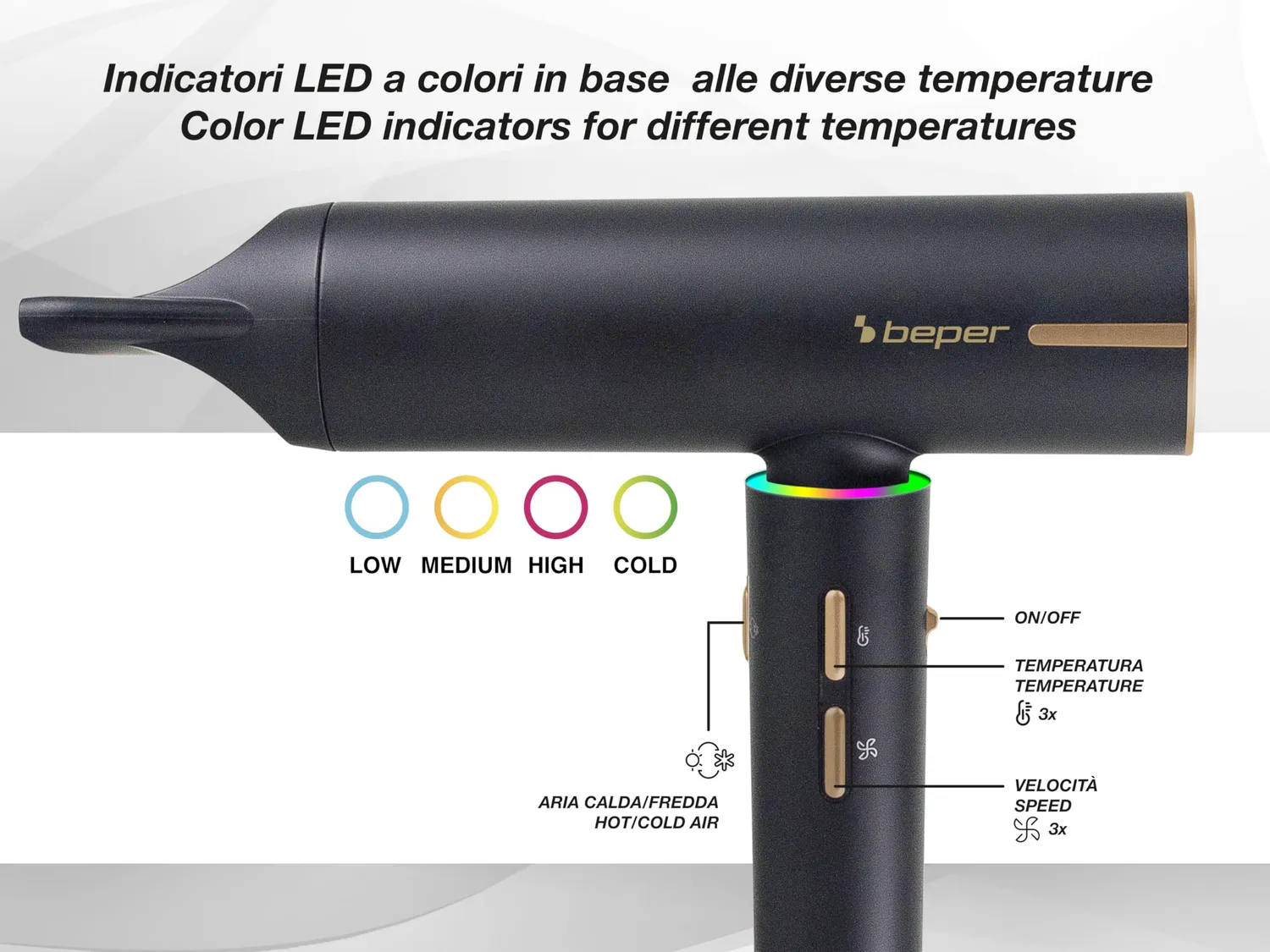 Beper P301ASC010 sèche-cheveux 1800W brushless noir