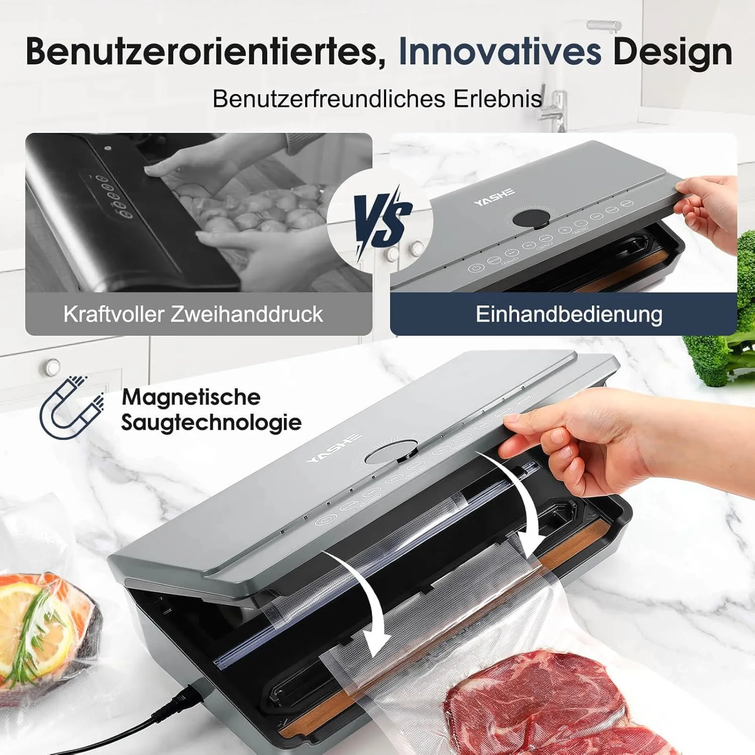 YASHE Machine Sous Vide 10 en 1 80 kPa Couvercle Magnétique