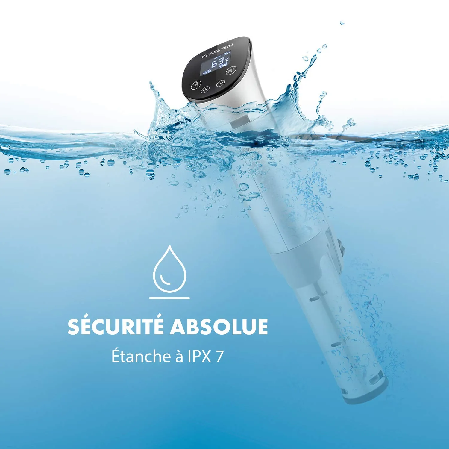 Klarstein Quickstick cuiseur sous vide argent 1300W 20L