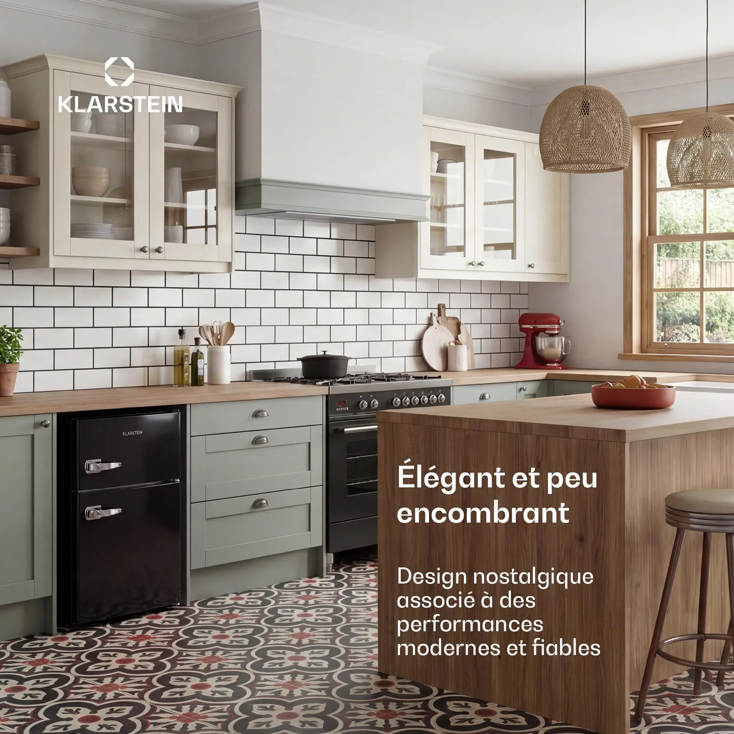Klarstein Irene réfrigérateur-congélateur 86 L noir rétro