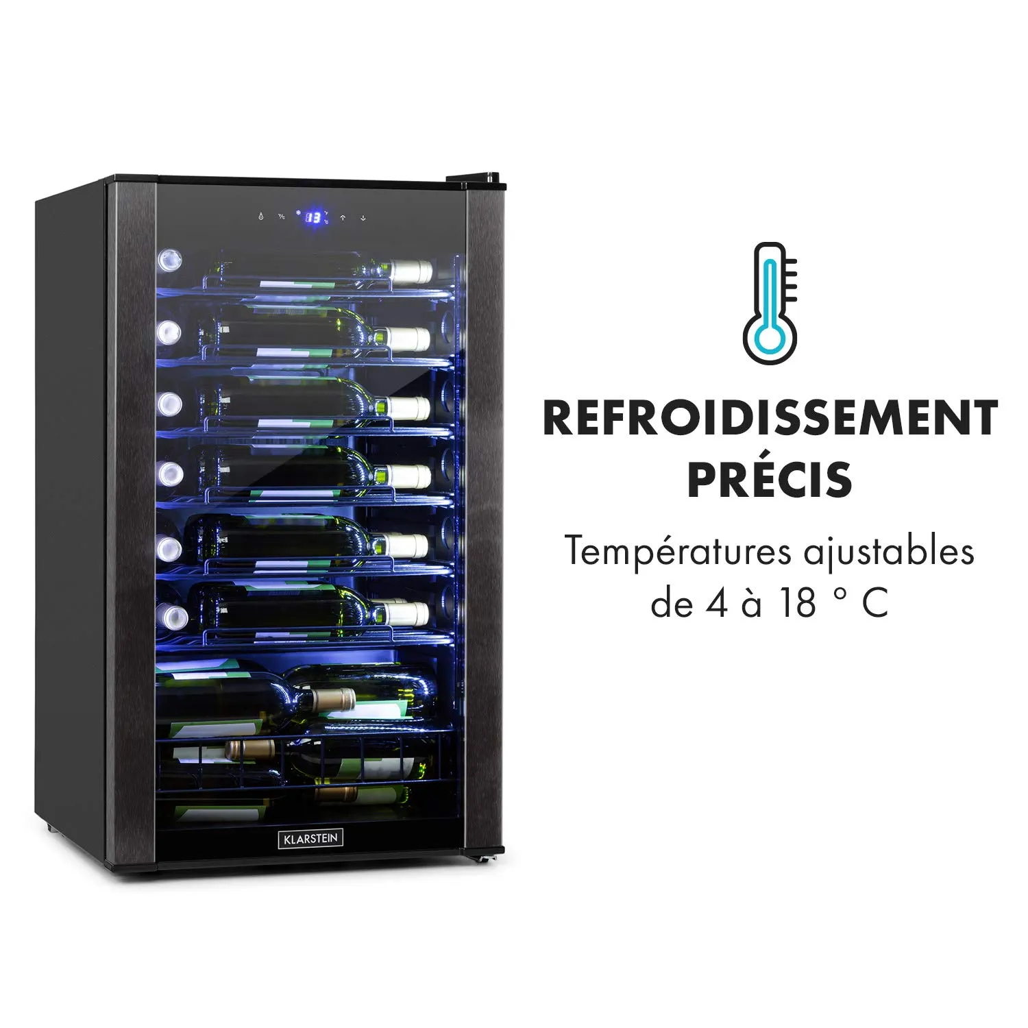 Klarstein Vinomatica Cave à Vin 36 Bouteilles Noir 95 L