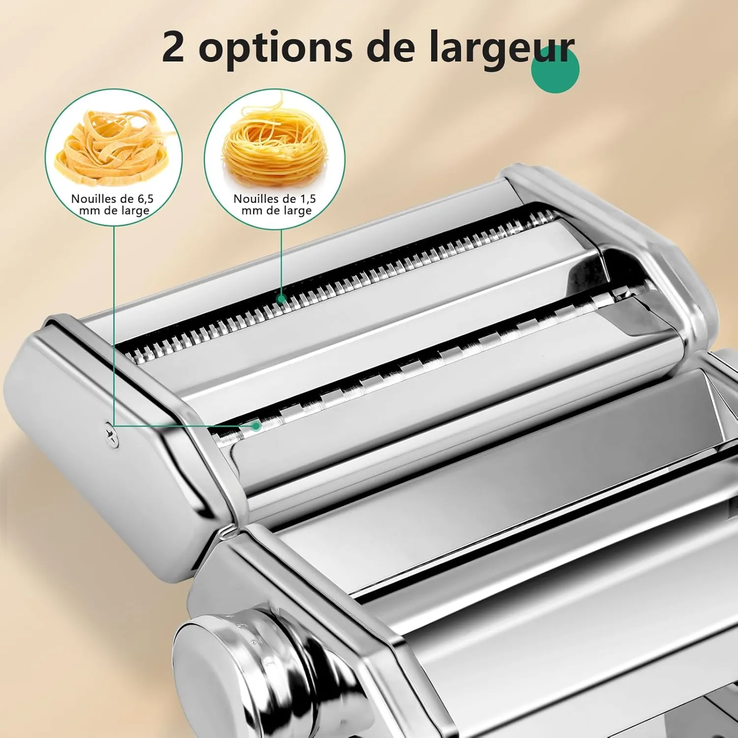 YASHE Machine à Pâtes Manuelle Inox 7 Épaisseurs Fettuccine