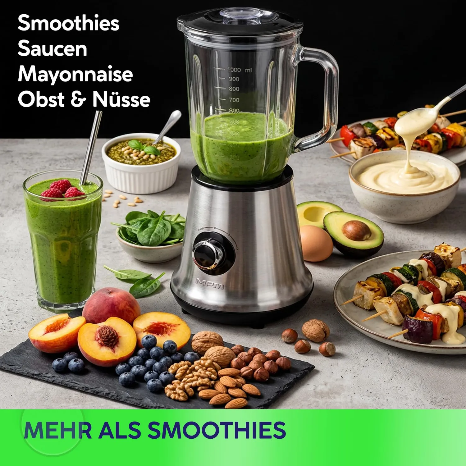 MPM MBL-15M blender smoothie 1 L + 2 x 0,6 L