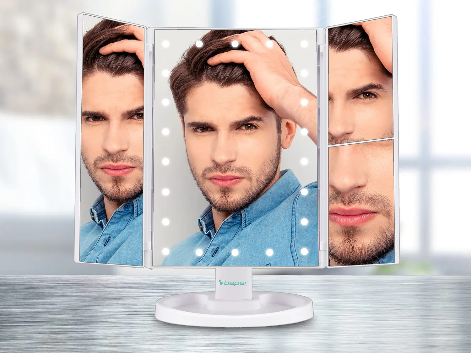 Beper P302VIS050 miroir maquillage LED 1x/2x/5x