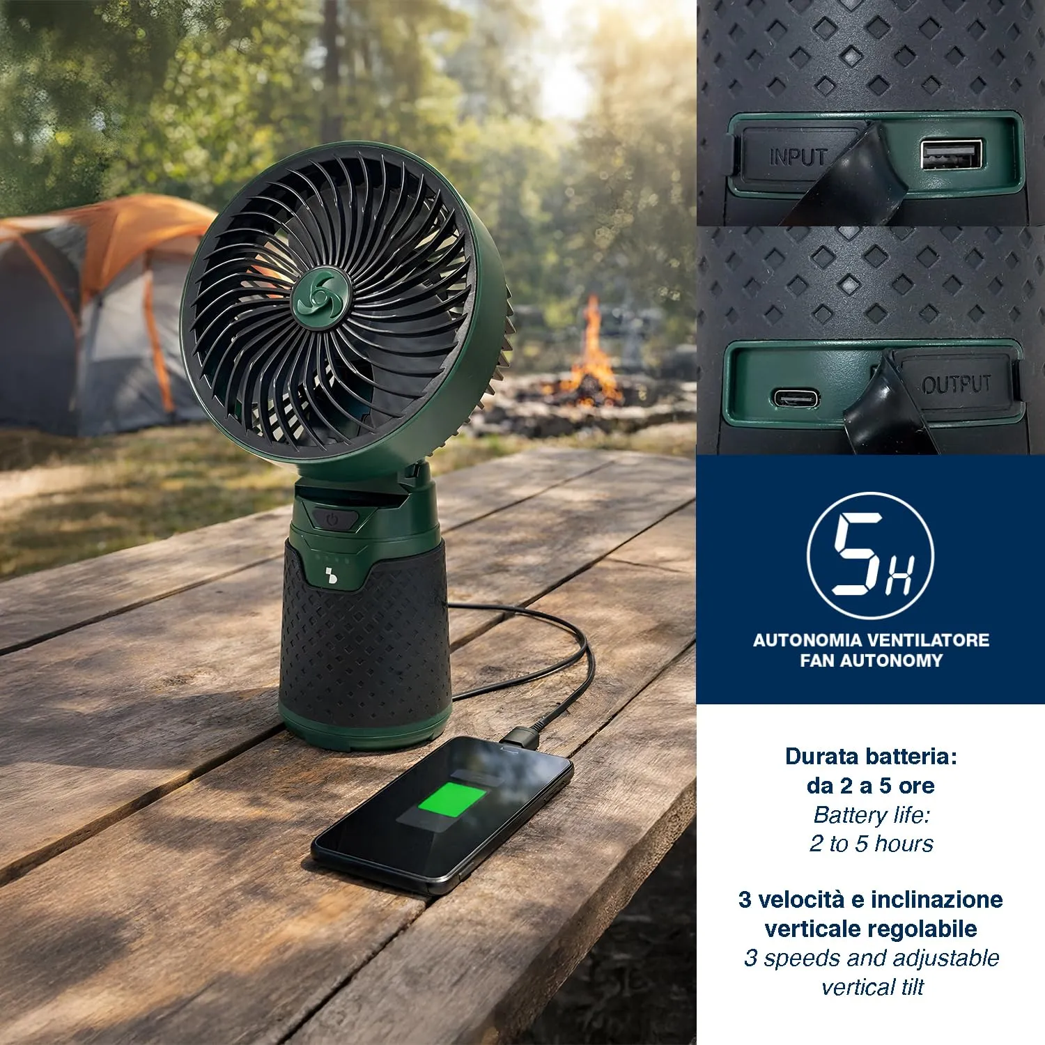 Beper P207ILO900 kit camping 3-en-1 ventilateur lampe lanterne