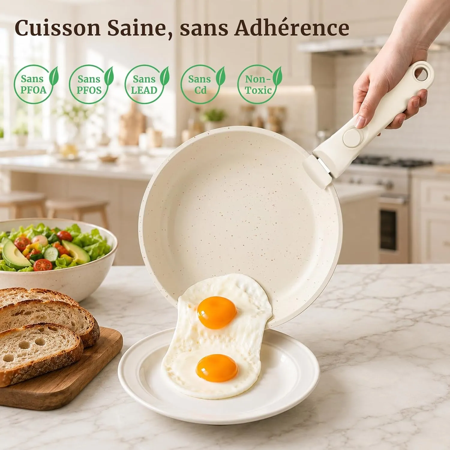 YASHE Set 20 Pièces Poêles Casseroles Antiadhésives Noir Granit