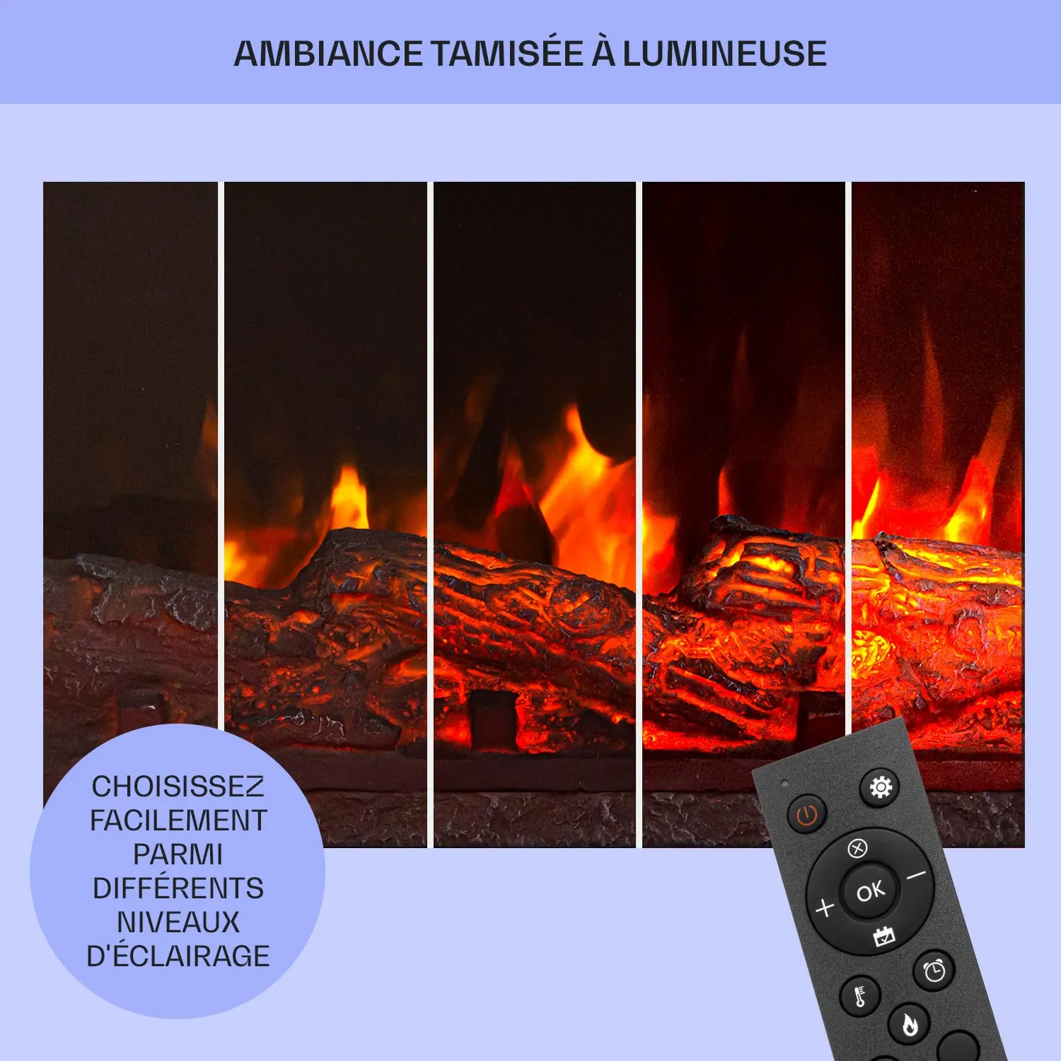 Klarstein cheminée électrique 1900 W effet flamme LED