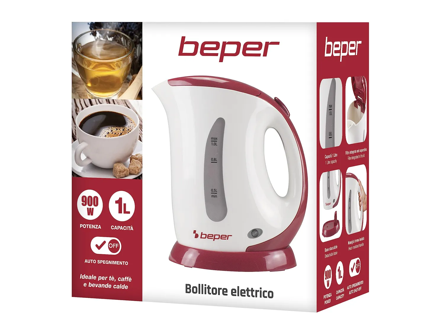 Beper BB.050 bouilloire électrique 1 L sans fil compacte