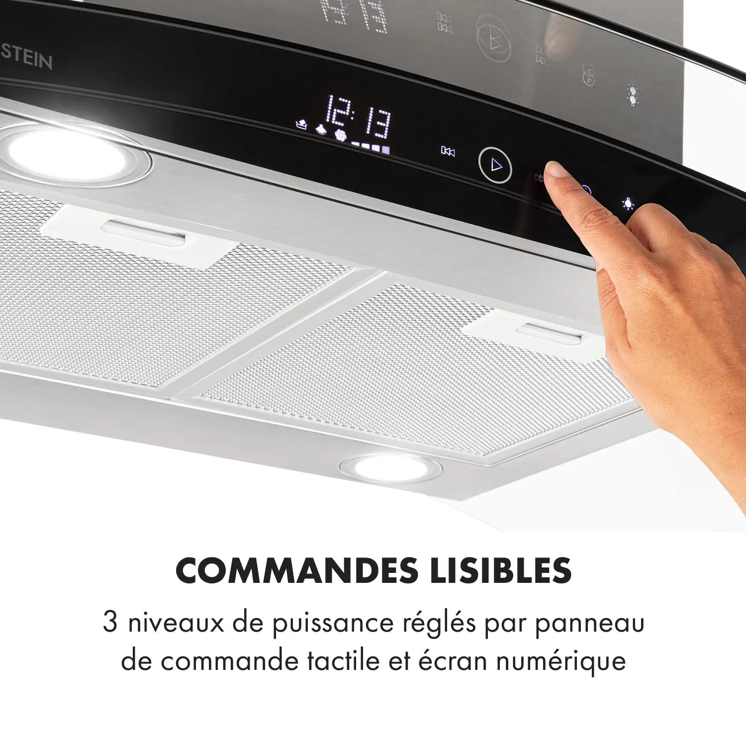 Klarstein Colette Hotte Îlot 90 cm Argent 600 m³/h Inox
