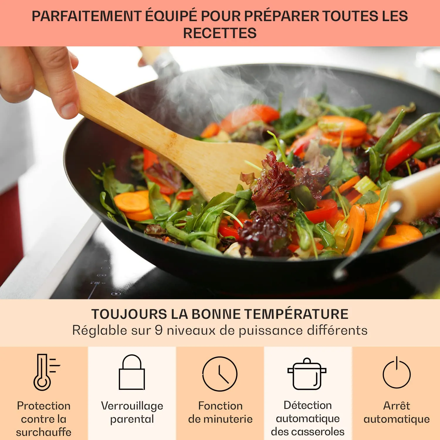 Klarstein Delicatessa 77 Hybrid Prime plaque induction 4 feux 7500W