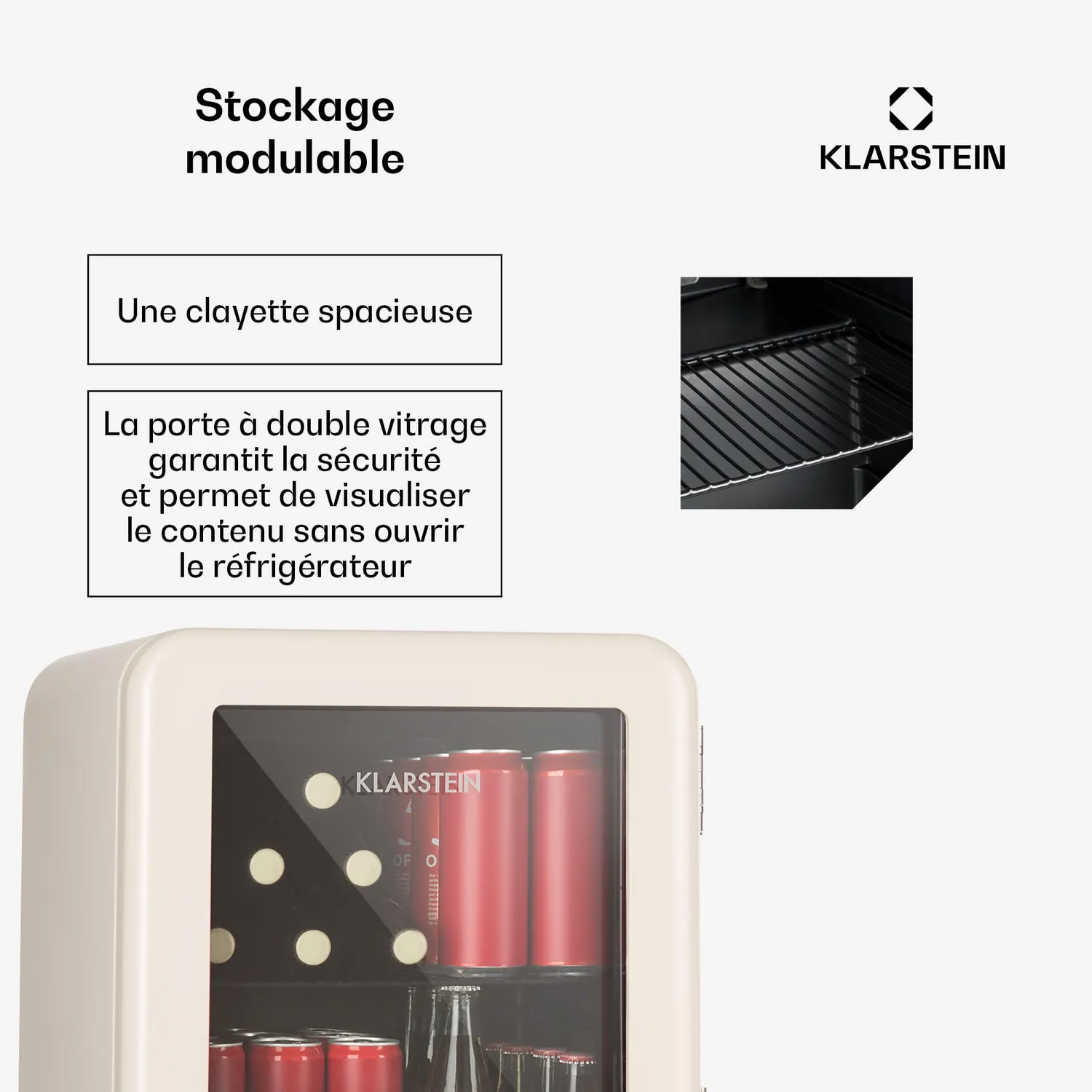 Klarstein mini frigo 48 L porte vitrée 0-10°C