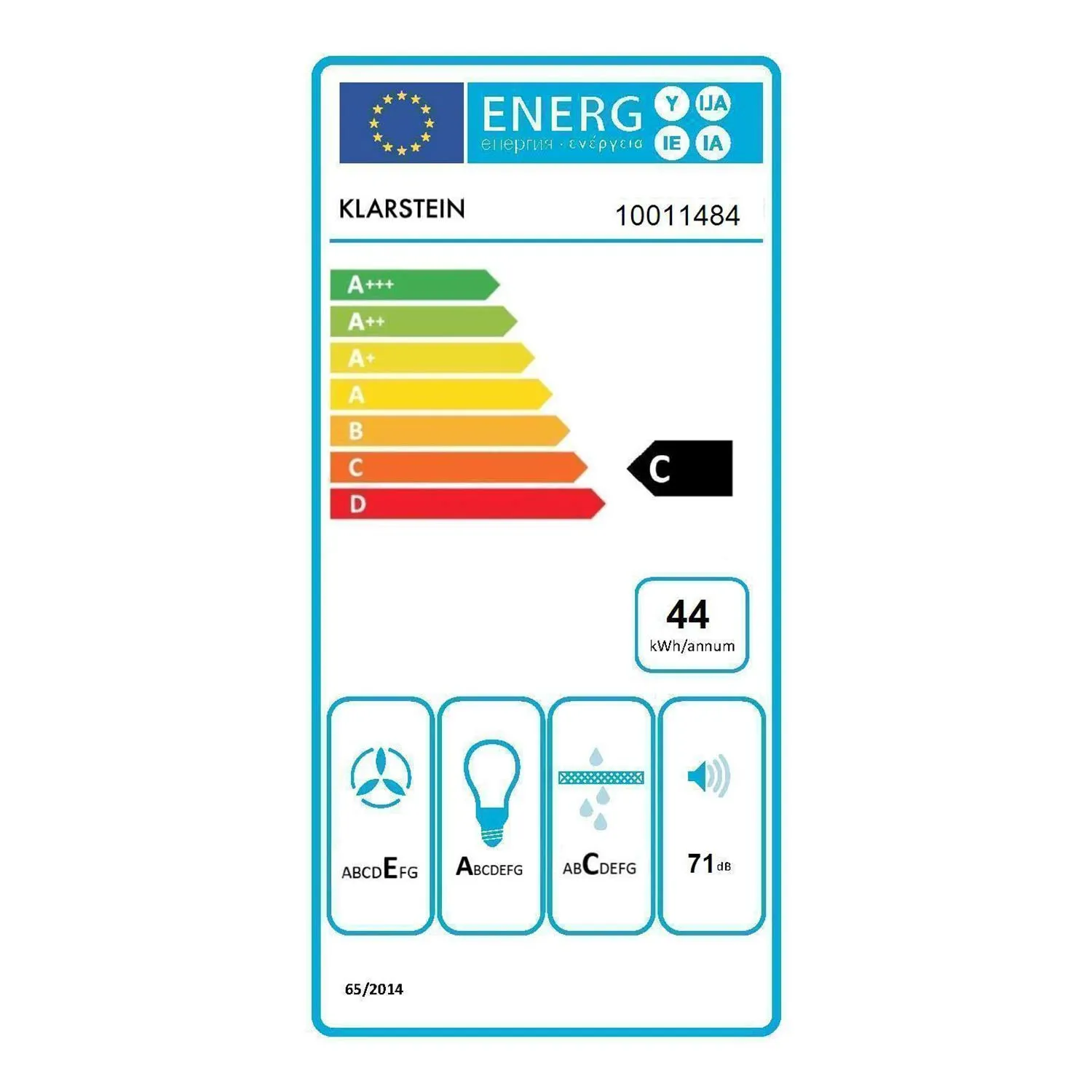 Klarstein UW60BL hotte aspirante 60 cm noire 210 m3/h
