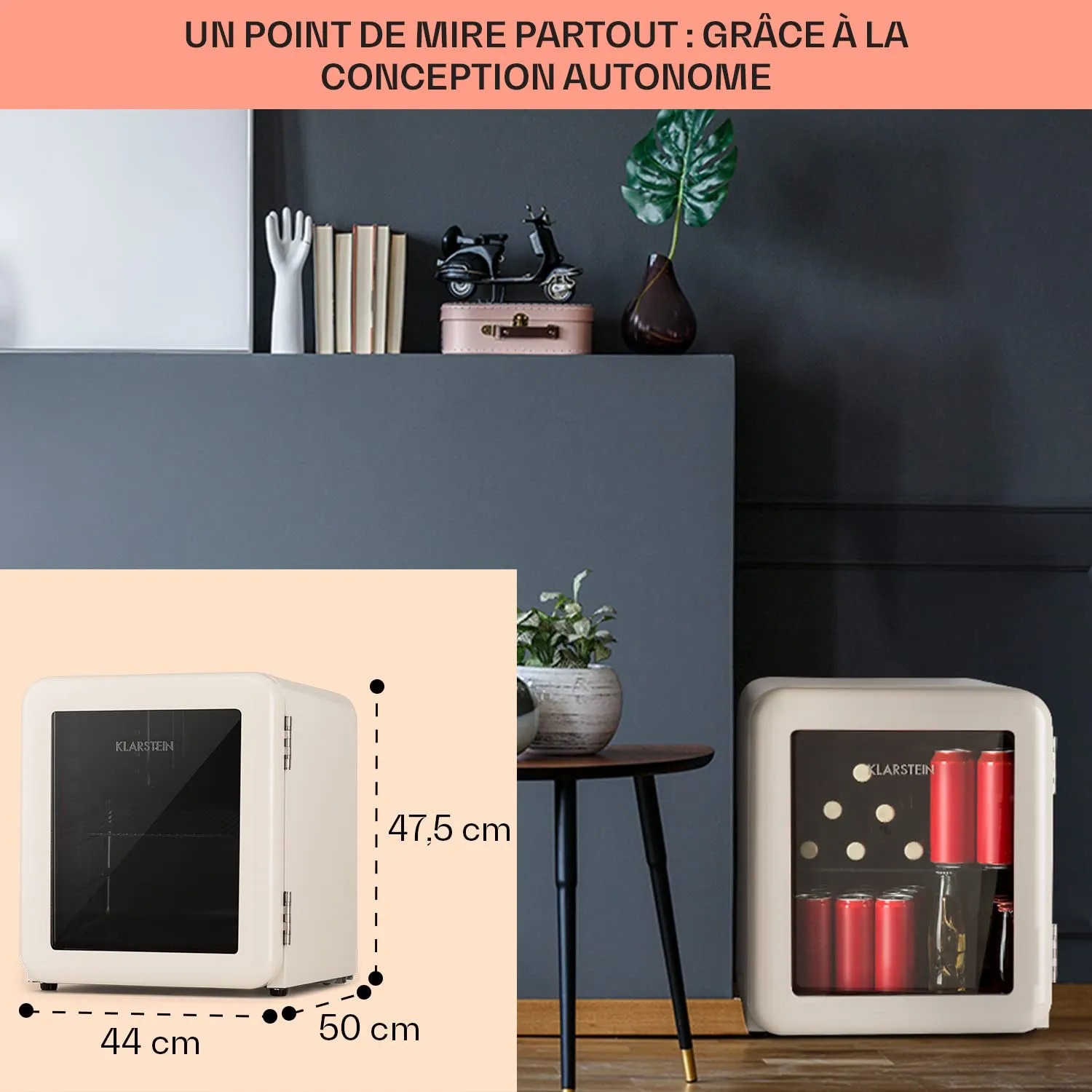 Klarstein mini frigo 48 L porte vitrée 0-10°C