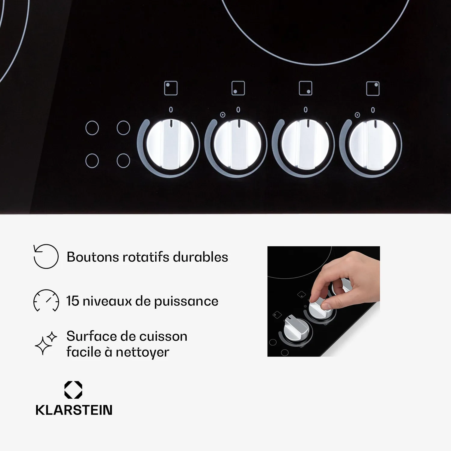 Klarstein Plaque Vitrocéramique 4 Feux 4 Zones 6500W