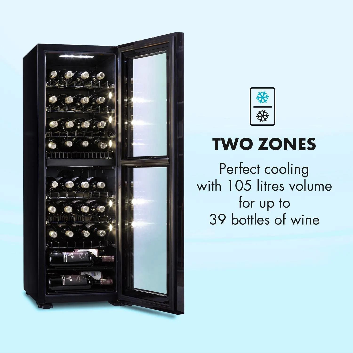 Klarstein Vinovilla 43 cave à vin 39 bouteilles double zone