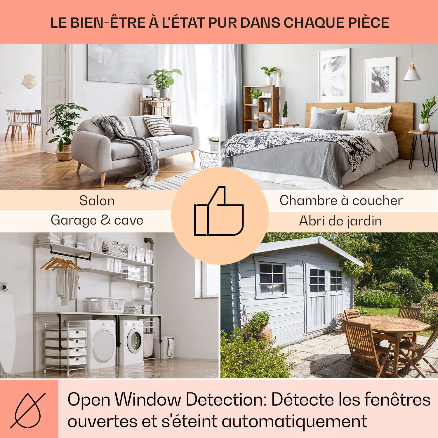 Klarstein Smart chauffage infrarouge mural 600W salle de bain