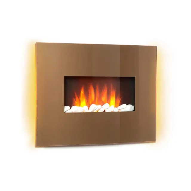 Klarstein Curved Copper cheminée électrique verre cuivre 2000 W
