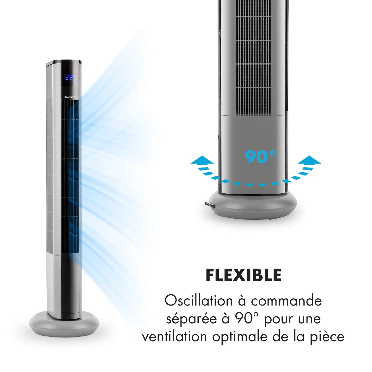 Klarstein Skyscraper 3G ventilateur tour argent 3 vitesses
