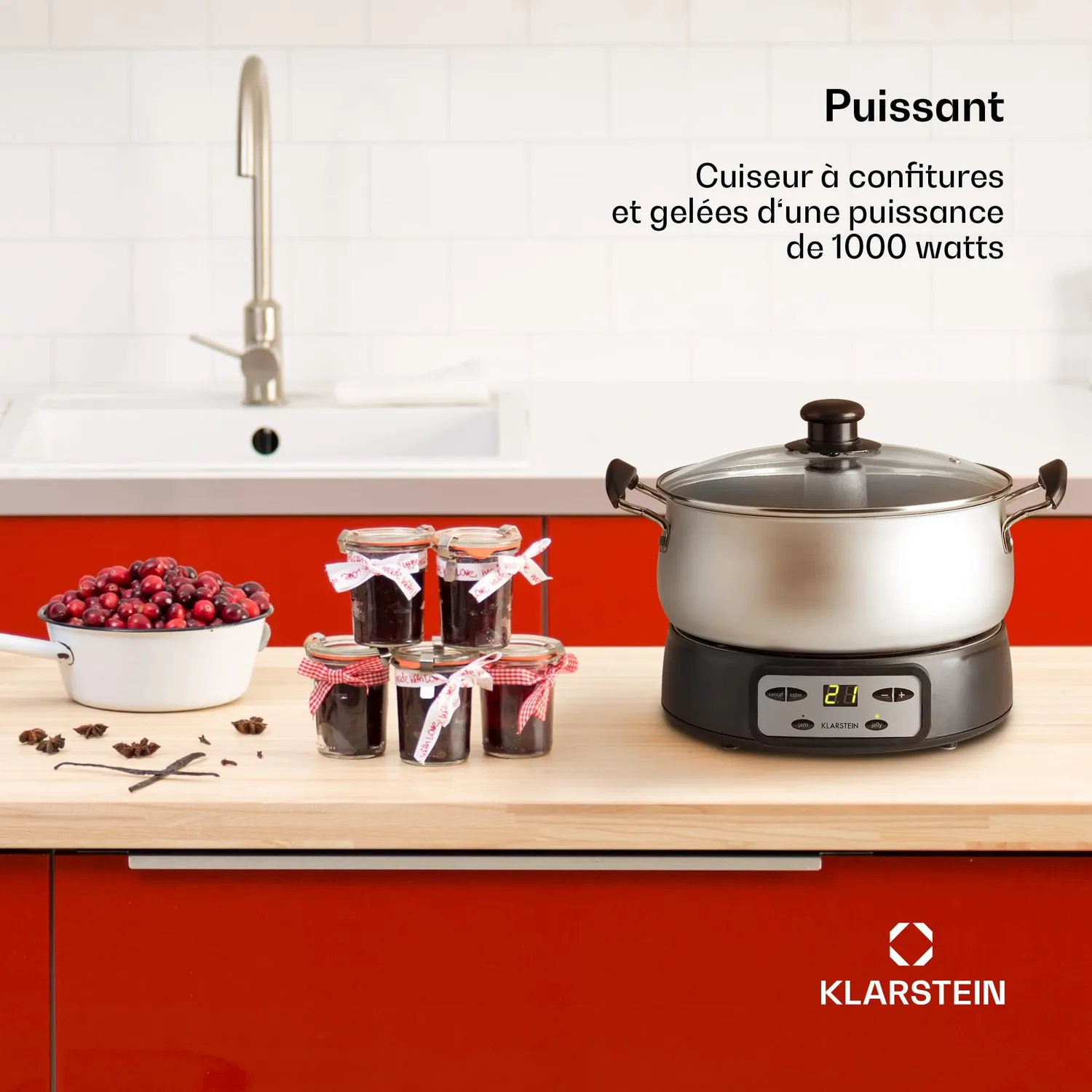 Klarstein Jam Session confiturier 3 L argent 1000 W