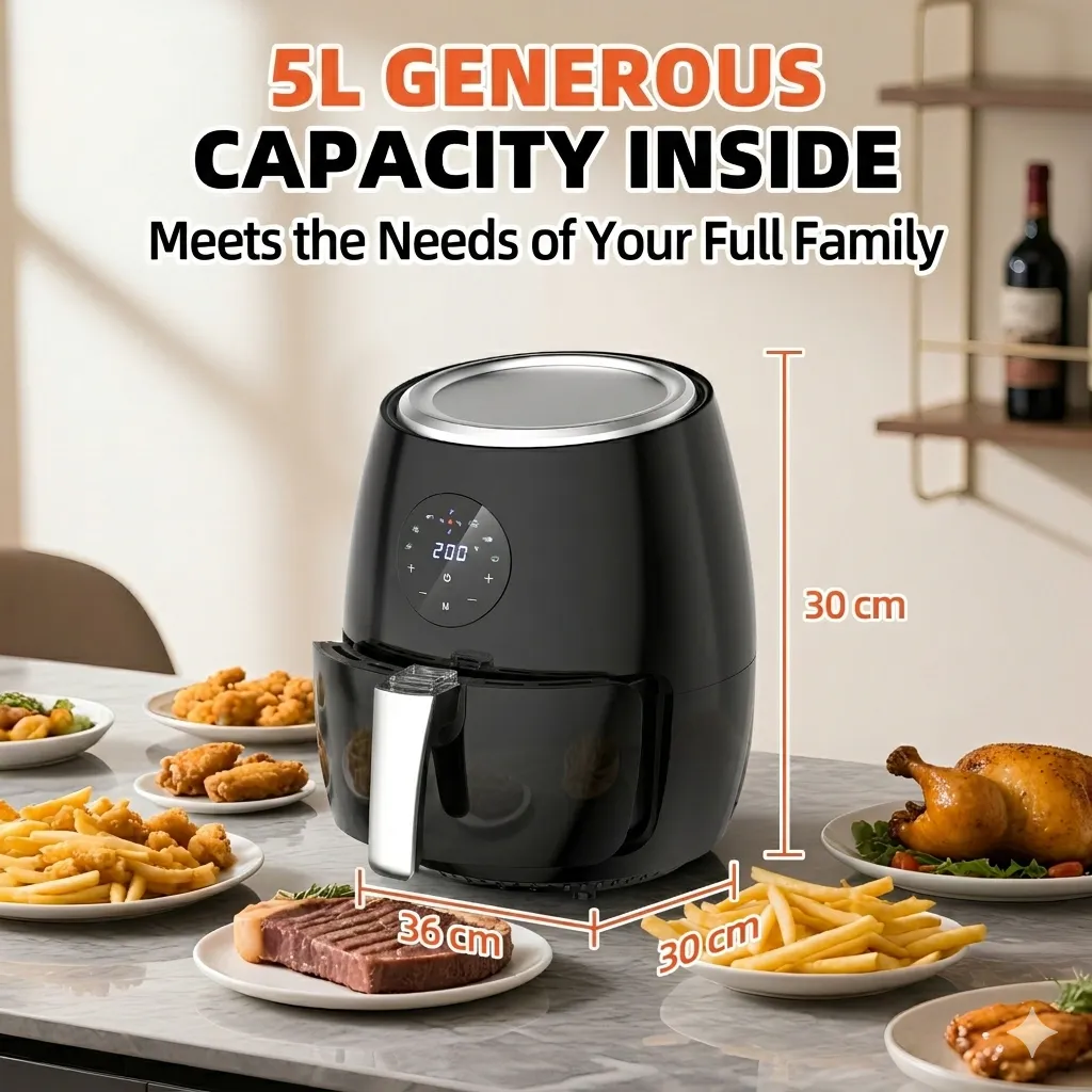 YASHE Air Fryer 3,5L sans Huile 360° Multifonction Croustillant
