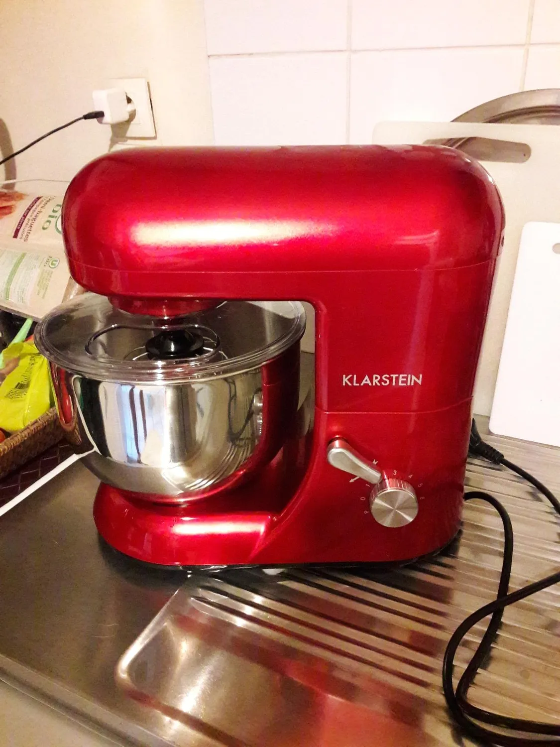 Klarstein Robot Pâtissier Bol 5L 2000W Rouge 6 Vitesses