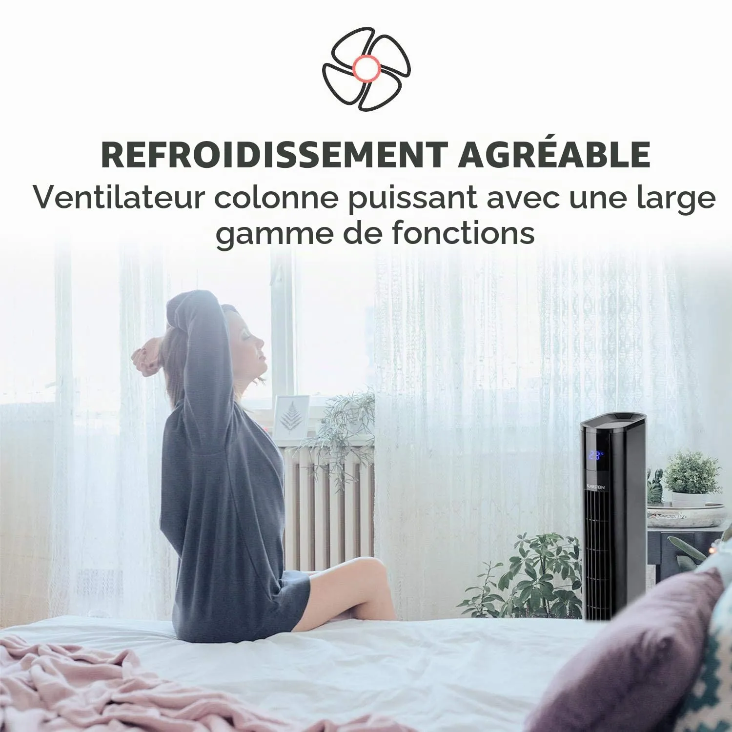 Klarstein ventilateur sur pied 50 W 3 vitesses télécommande